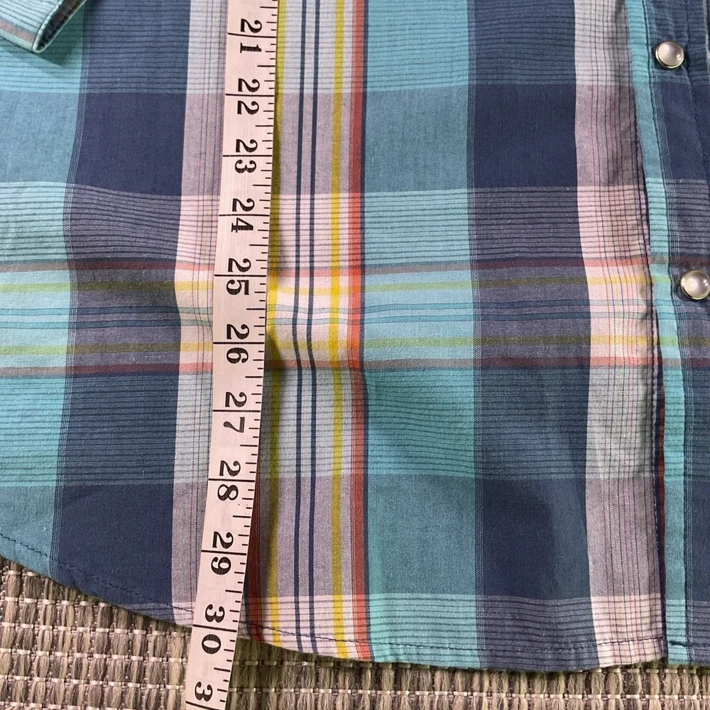 Levis Mens XXL Pearl Snap Western Shirt Turquoise Plaid Long Sleeve 3LYLW3302